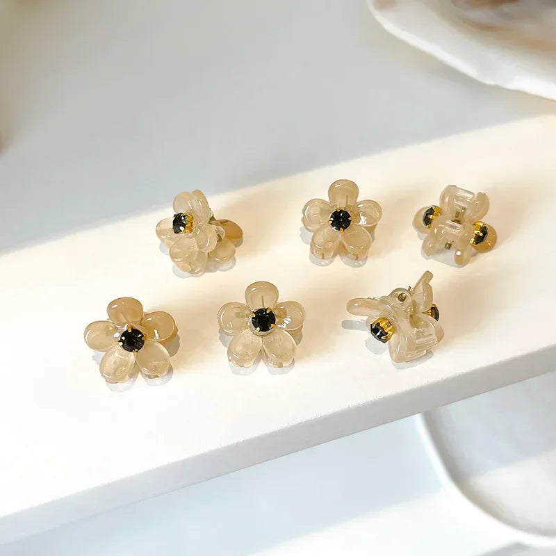 10pcs/set Girls Mini Floral Hair Claw Kawaii Pearl Rhinestone Hair Clip Claw Clamp Braid Headwear Women Kids Hair Accessories