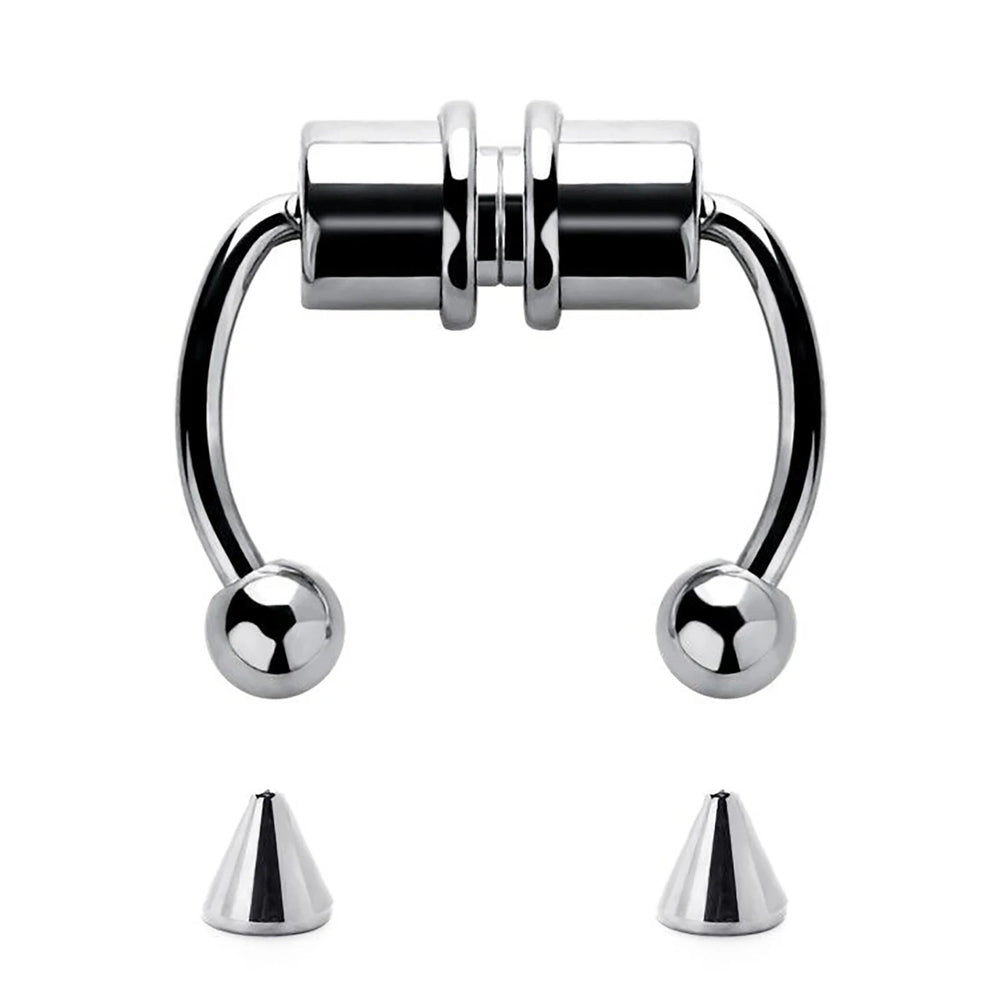 1/4Pcs Women Fake Piercing Nose Ring Hoop Septum Piercing Nose Clip Rock HipHoop Stainle detail view