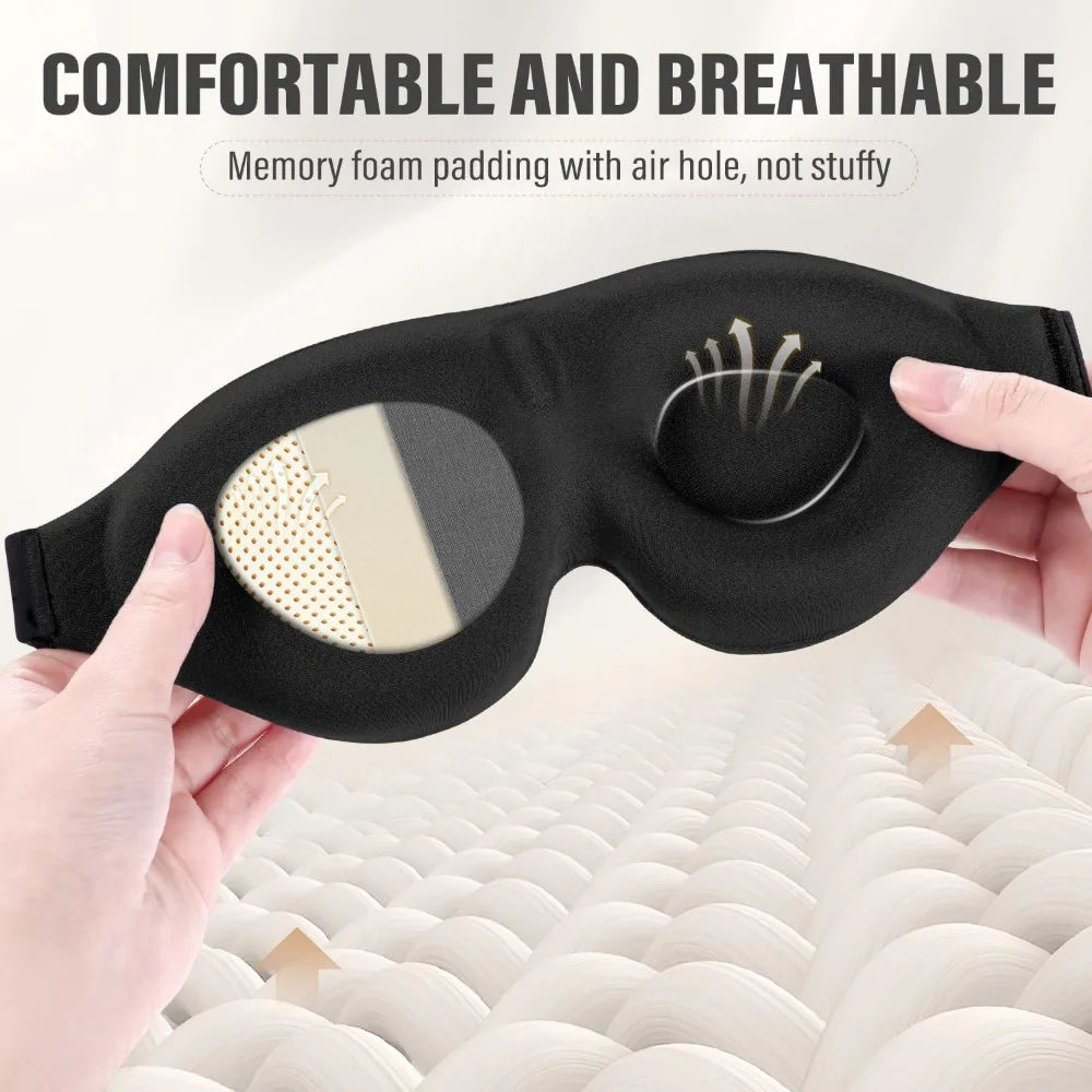 3D Contoured Sleep Mask | Memory Foam Blackout Eye Shade for Deep Rest close-up view