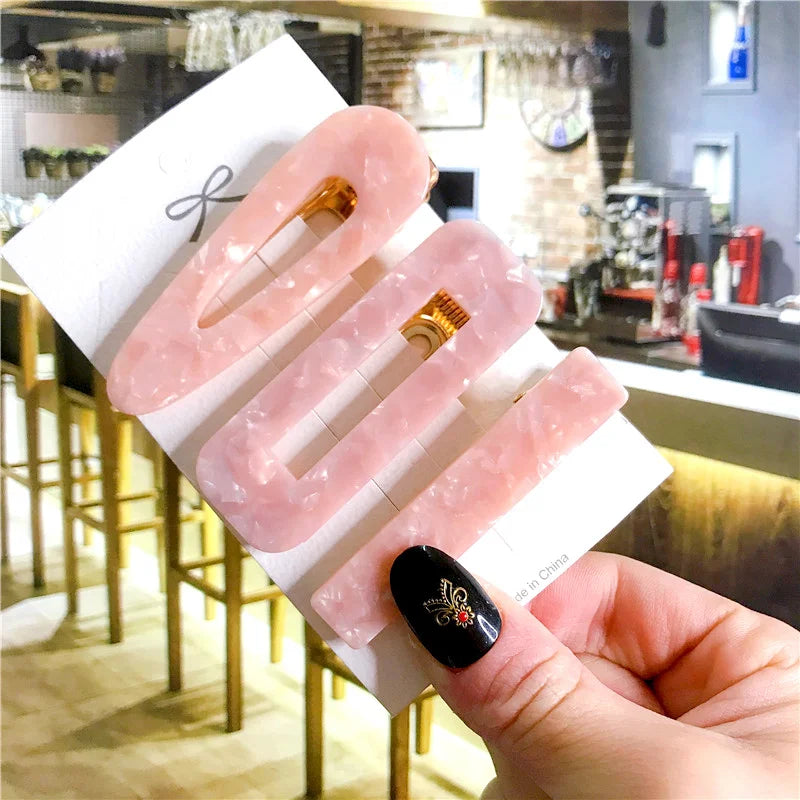 Korean Trendy Colorful Acetate 3pcs/Set Hair Clip Set Hairpin for Women Girls Barre additional angle