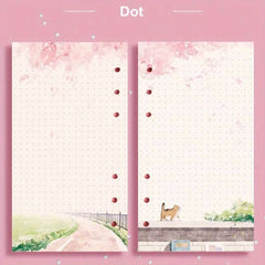 80 Sheets A6 Loose Leaf Paper Notebook Replace Paper with Kawaii Cat Sakura Design Li alternate view