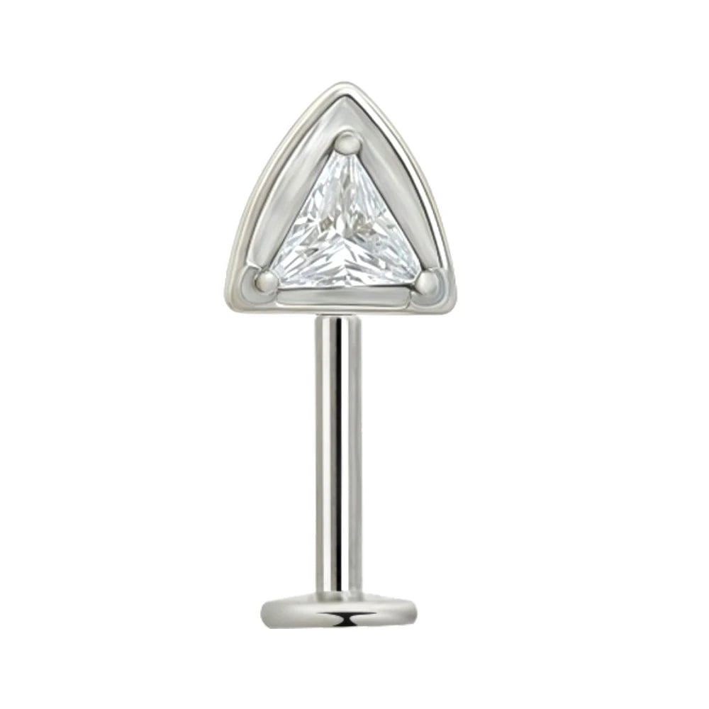 G23 Titanium 16G Cat Ear Labret Helix Tragus Cartilage Flat Back Earrings with CZ - additional angle