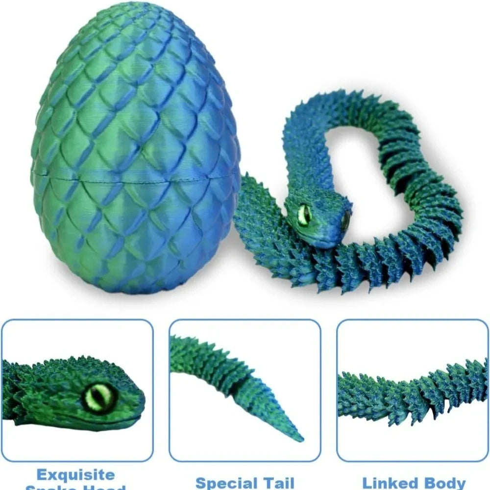 3D Printed Snake with Egg Joint Mobility Simulate Snake Ornament Desktop Home Anima additional angle