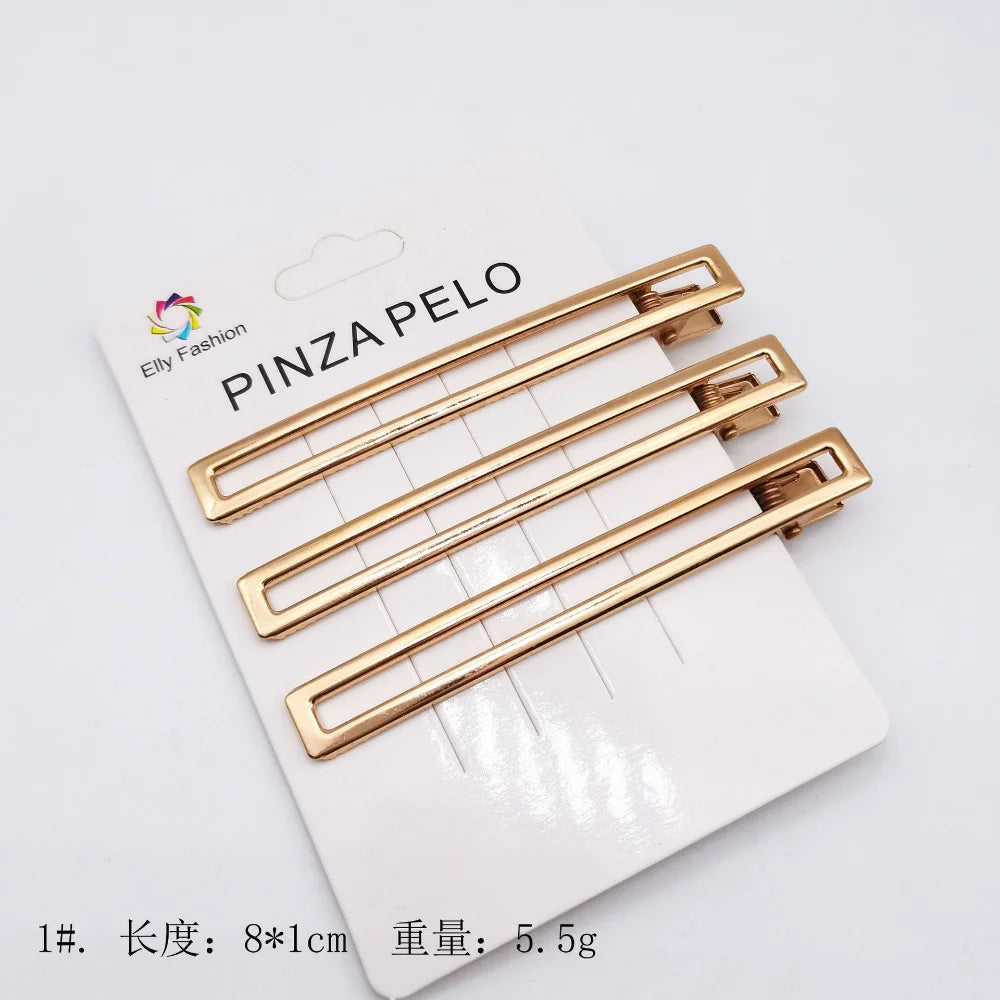 3pcs/set  Elegant Hair Clips Crab Hollowing Out Hairpin Metal Geometric Hair Claw Barrette Women Girls Korean Hair Styling Tools