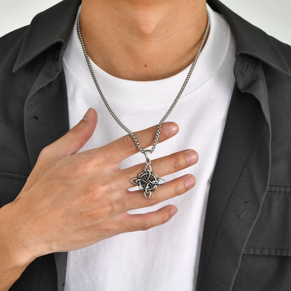 Vnox Vintage Celtic Knot Necklaces for Men Women,Stainless Steel Nordic North Europ Amul detail view