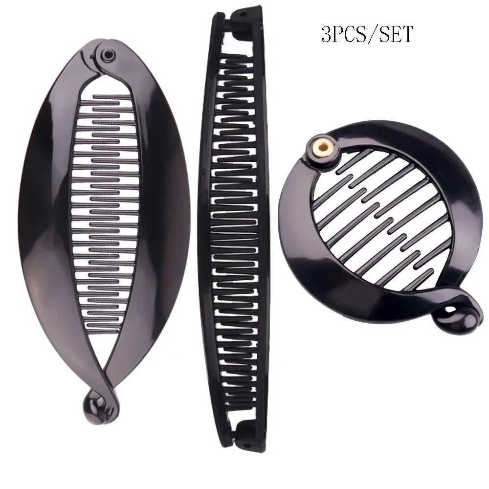 3 Set Black Fish Hair Clips, Banana Clips Ponytail Fixer for Women alternate view