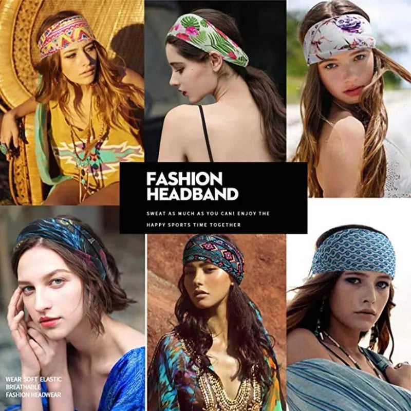 Bohemian Soft Twist Knotted Wide Edge Headband Women Sports Soft Yoga Turban Bandana lifestyle view