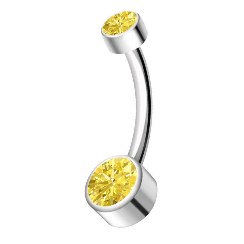 ASTM F136 Titanium Internally Threaded Navel Rings 10mm 12mm with round CZ Belly Butt alternate view