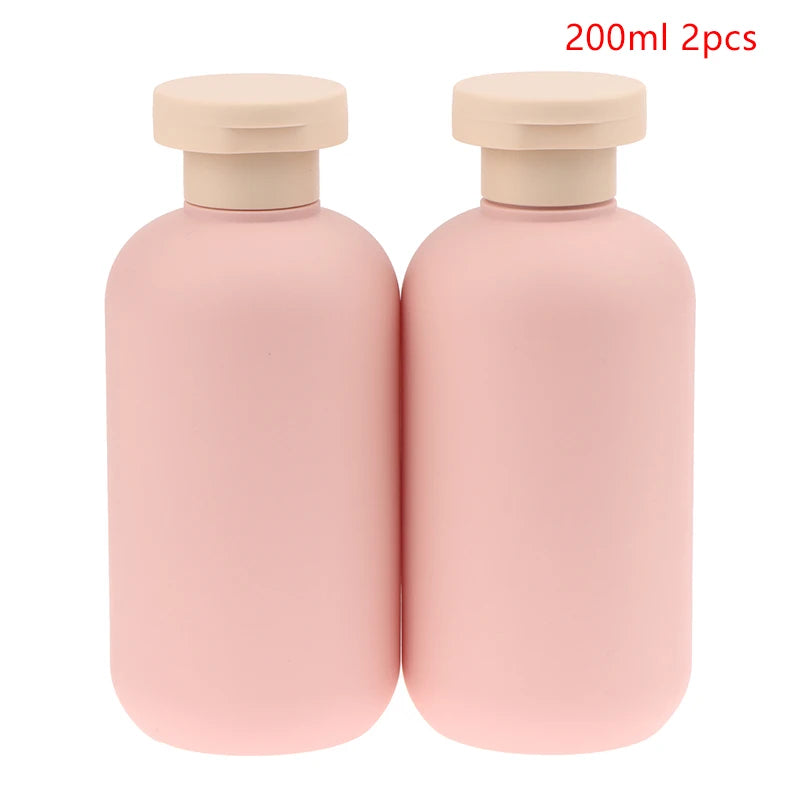 2Pcs 100/200ml Blue Green Pink Empty Plastic Pump Lotion Shampoo Bottle Flip Cap Bo additional angle