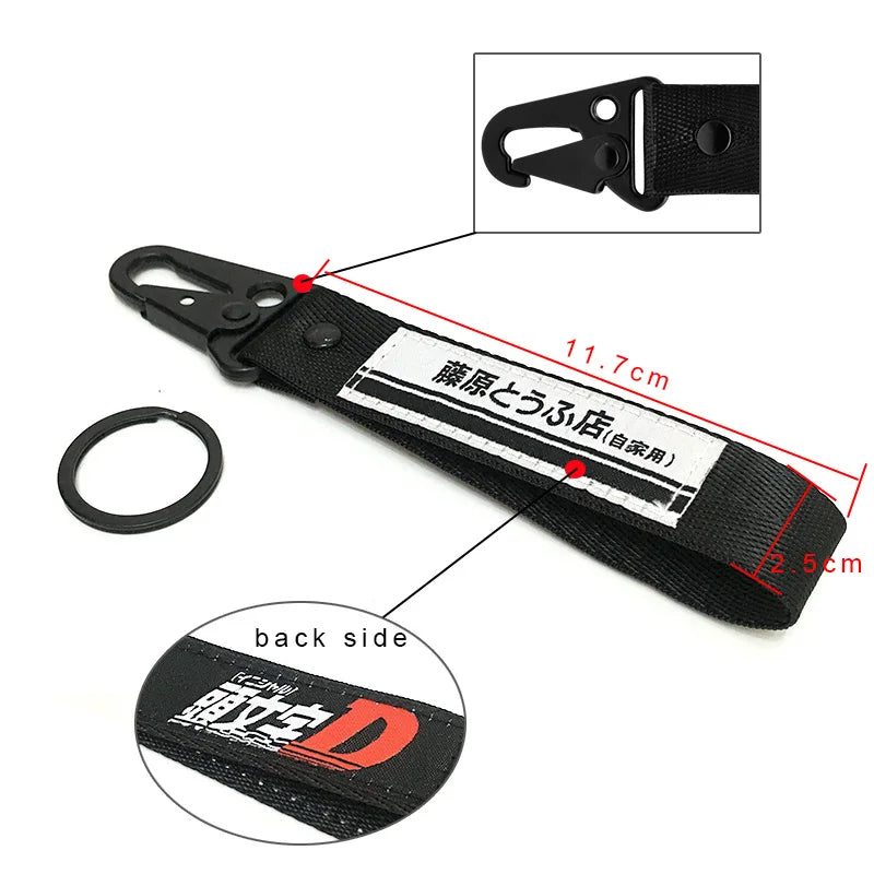 Nylon Key Strap Embroidery Lanyard | JDM Racing Car Keychain lifestyle view