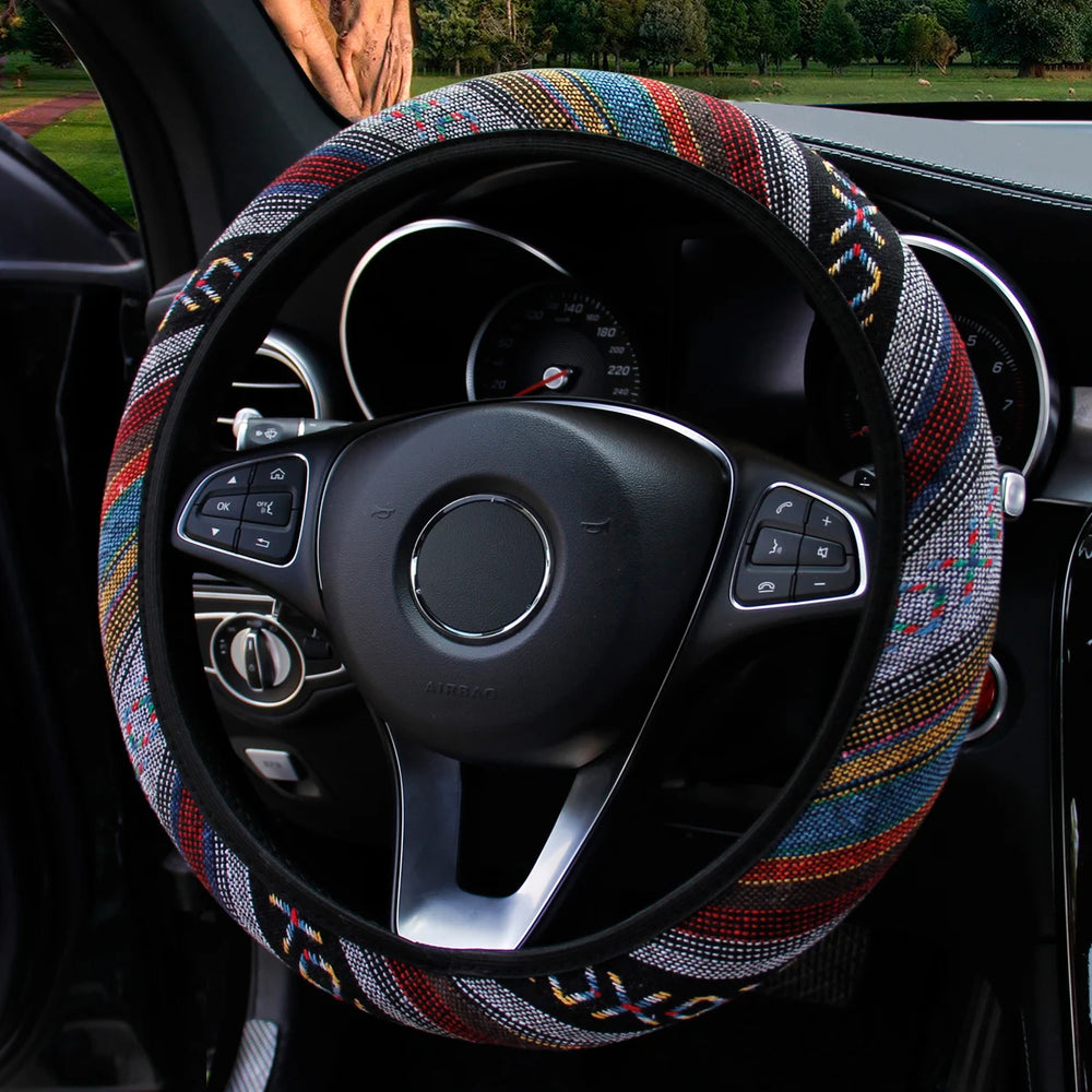 1 Linen Breathable Fabric Bohemian Style Automotive Supplies Without Inner Ring Steering detail view
