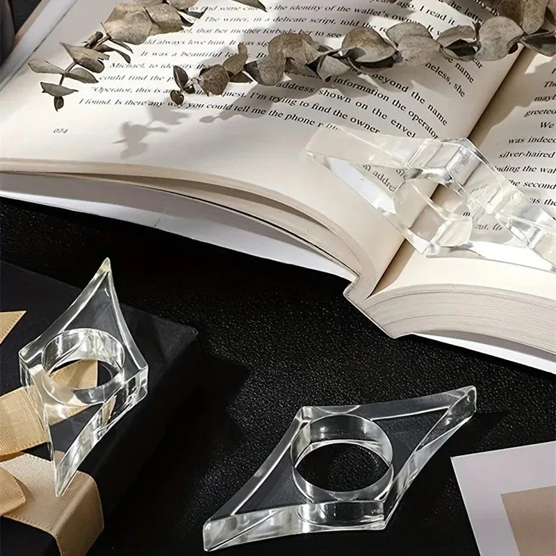 Clear Acrylic Book Page Holder Thumb Reading Helper Reusable Page Spreader Book Holde lifestyle view