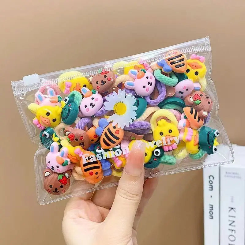 10/20Pcs/Set Cute Cartoon Rubber Elastic Hair Bands Girls Not Hurt Hair Small Scrunchie detail view