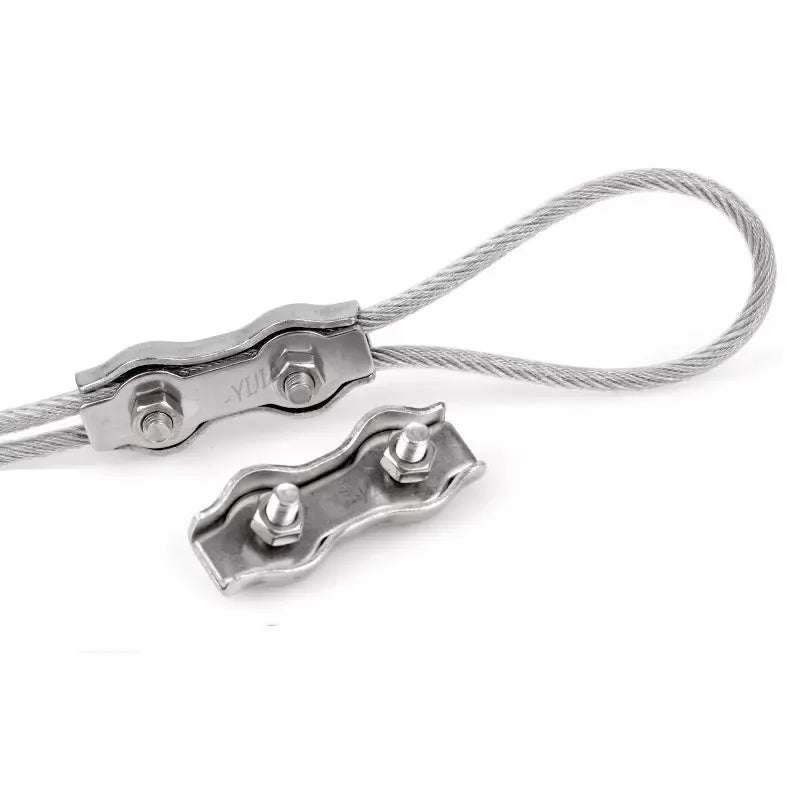 Waterproof Stainless Steel Wire Rope Clips | Single and Double Grips for M2-M6 Cable lifestyle view