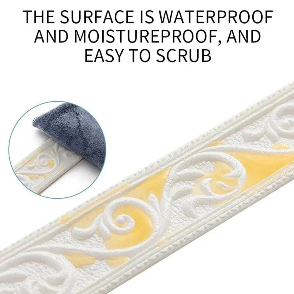 3D Tiles DIY Sticker Waterproof Skirting Sticker | Self-Adhesive Border Trim for Walls, detail view