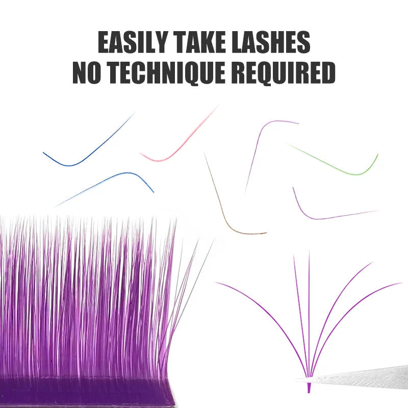 NATUHANA L/LU Curl Auto Fan Colored Lashes | Easy Fan Color Eyelash Extension alternate view