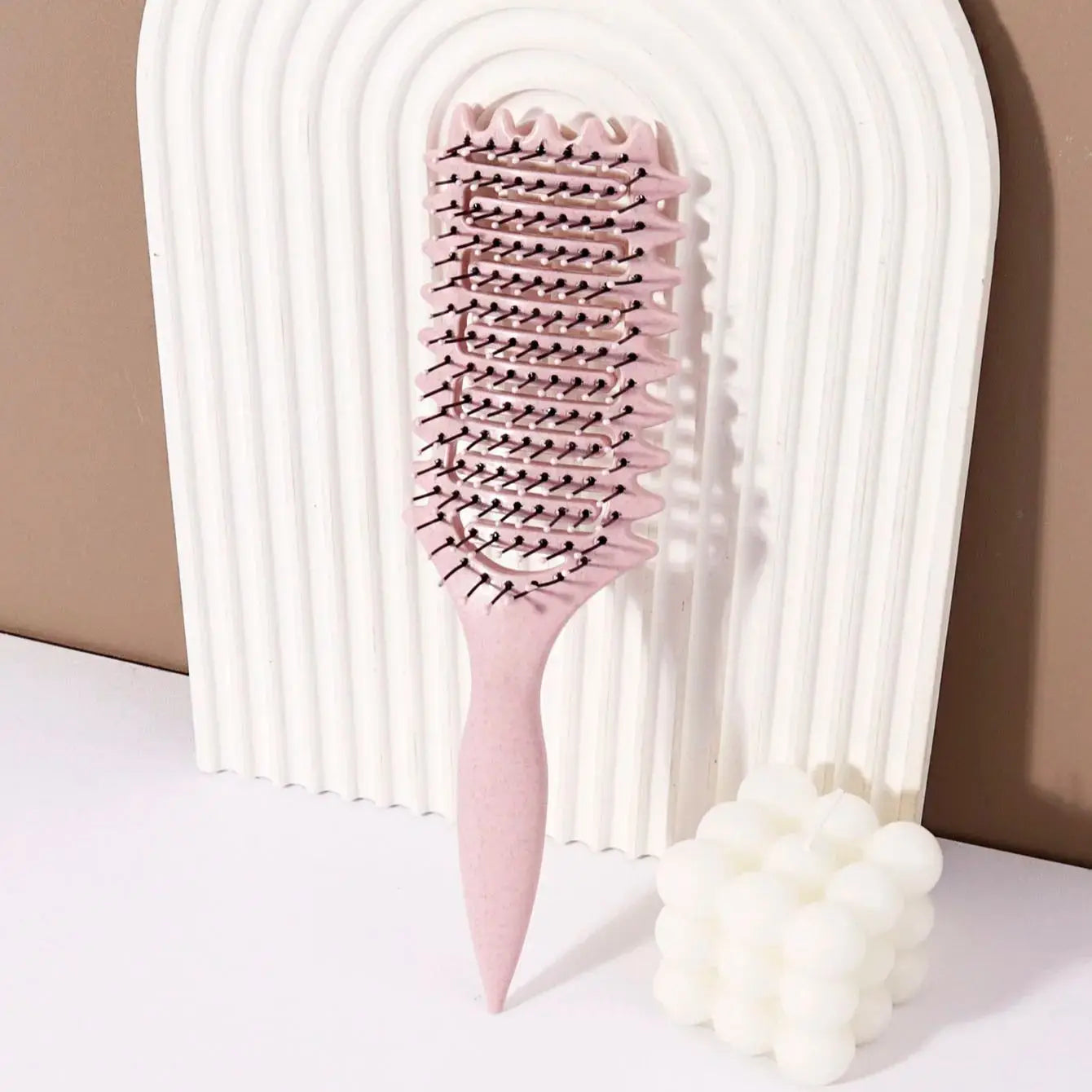 Curling Styling Brush - Hollow Massage Comb, Nylon Mane, ABS Plastic Handle, Comfortable detail view