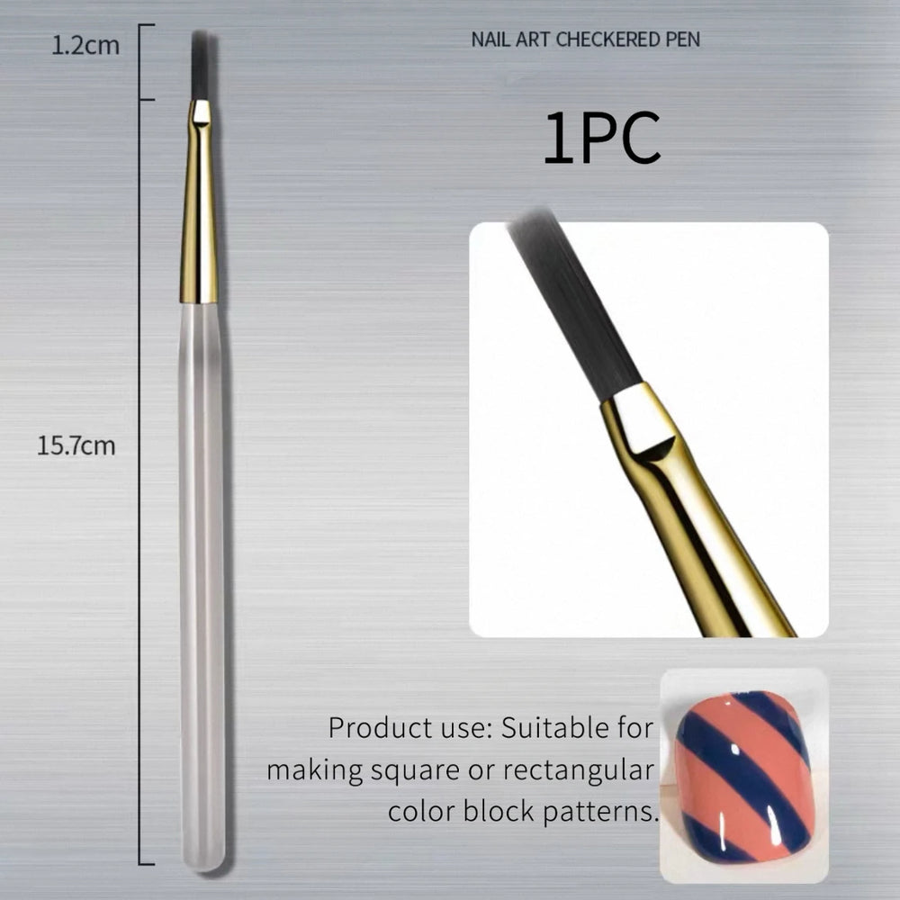 1/2/5Pcs French Plaid Nail Art Brush Set Ultra-Fine Liner Flat Brush for Grid Pattern alternate view