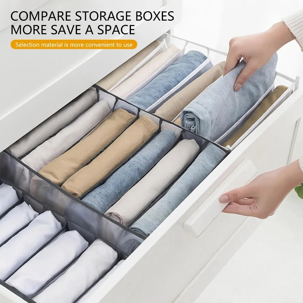 Jeans Organization Storage Box | Closet Drawer Organizer for Pants and Clothing close-up view