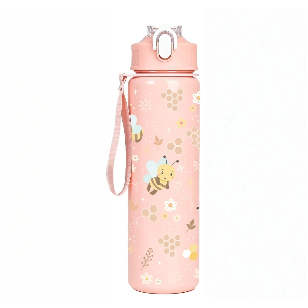 Sweet Honeycomb Bee Pattern Reusable Plastic Water Bottle, Lightweight Leakproof Flip alternate view