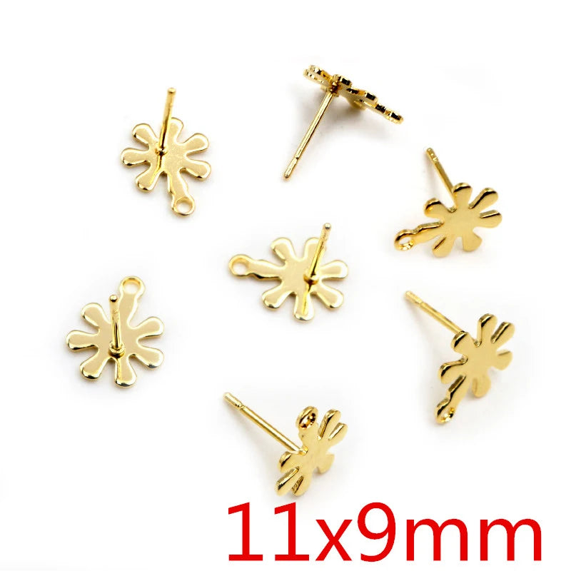 20pcs 316 Stainless Steel Gold Color Geometric Earring Stud Earring Posts Connector additional angle