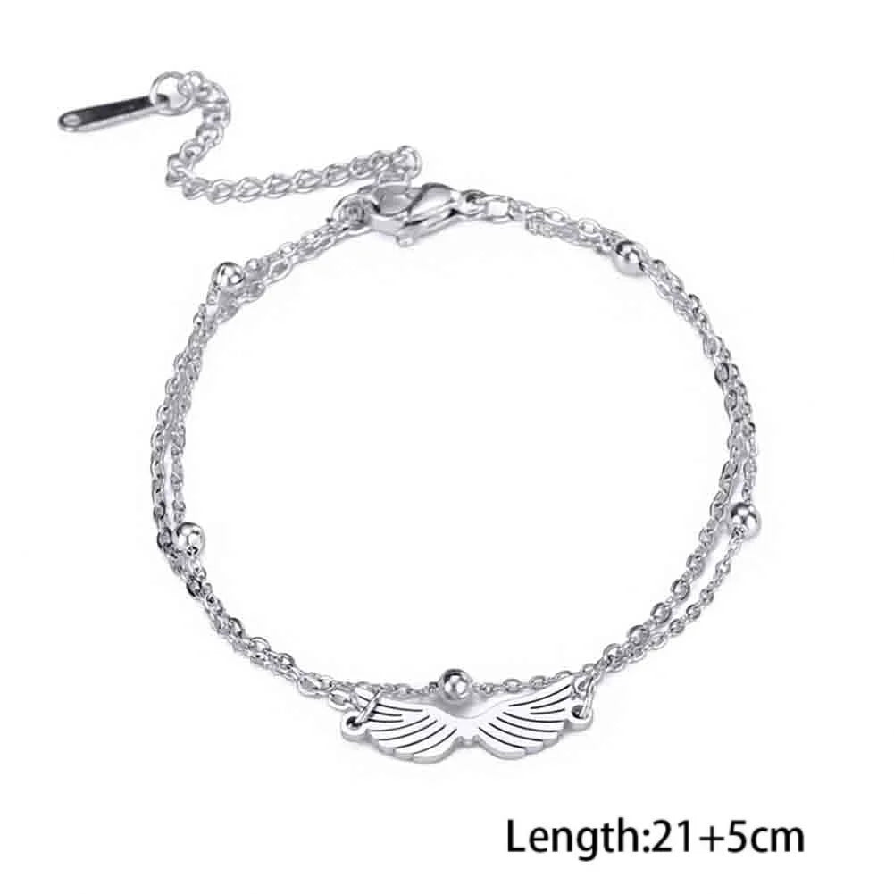 Skyrim Foot Chain of Women Men Silver Color Four-leaf Clover Stainless Steel Anklet additional angle