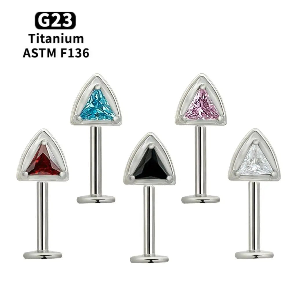 G23 Titanium 16G Cat Ear Labret Helix Tragus Cartilage Flat Back Earrings with CZ - I lifestyle view