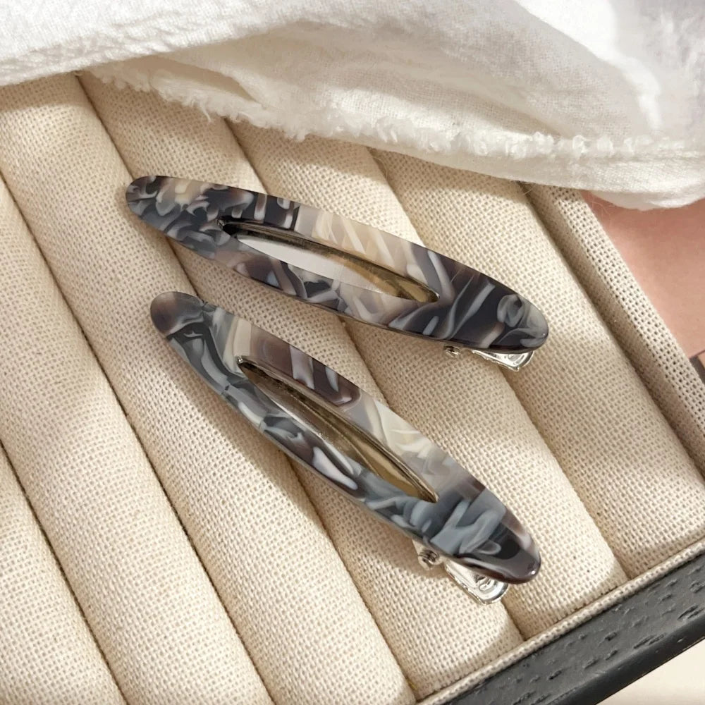 2pcs/Set Elegant Acetate Oval Hairpins Barrettes Korean Style Side Bobby Pins Bangs additional angle