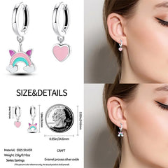 Luminous Shell Women Earrings Original 925 Sterling Silver Pave CZ Star Moon Hoop Earrin detail view