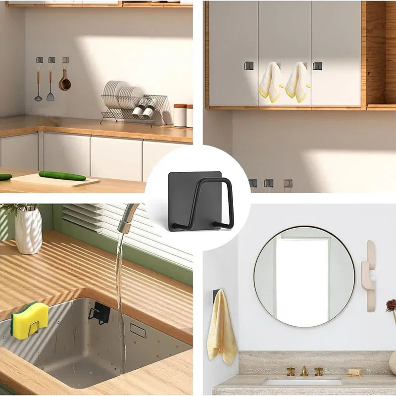 Kitchen Stainless Steel Sink Sponges Holder Drain Drying Rack Self Adhesive Storage additional angle