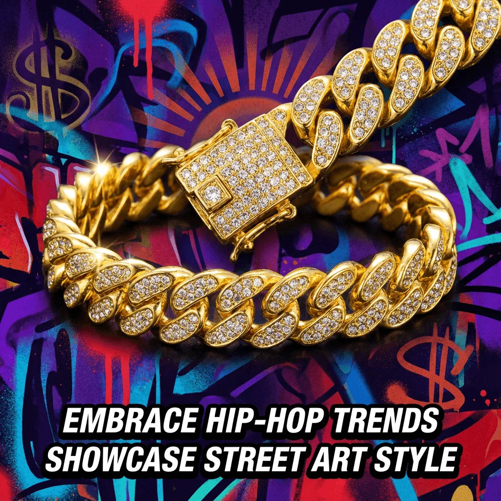 Luxury Hip Hop Dog Collar, Gold Tone Stainless Steel Cuban Chain, Durable Diamond Inl alternate view