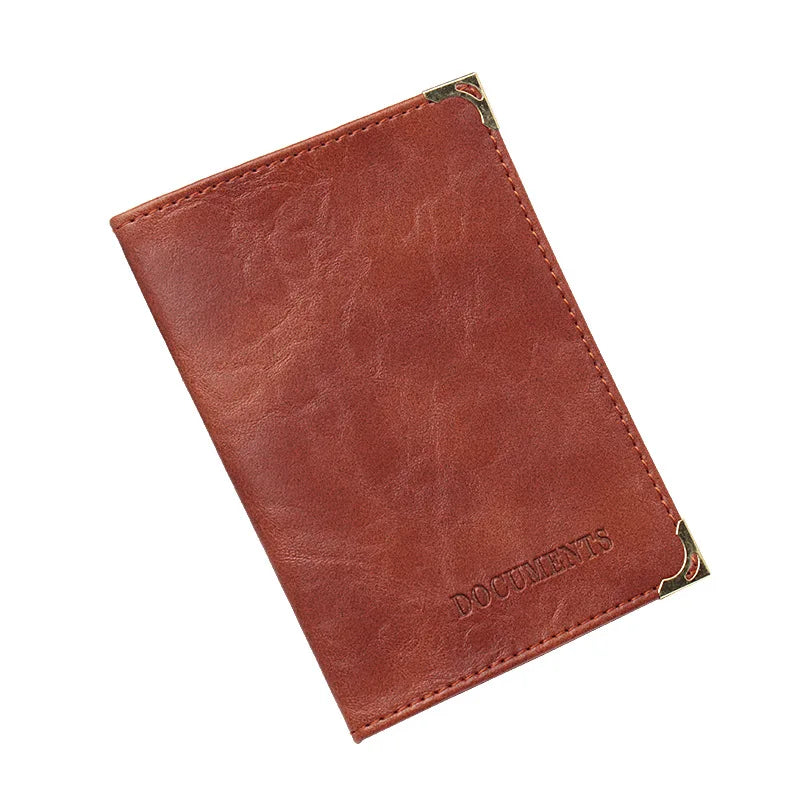 Vintage PU Leather Passport Holder Wallet | Unisex Travel Document Organizer close-up view