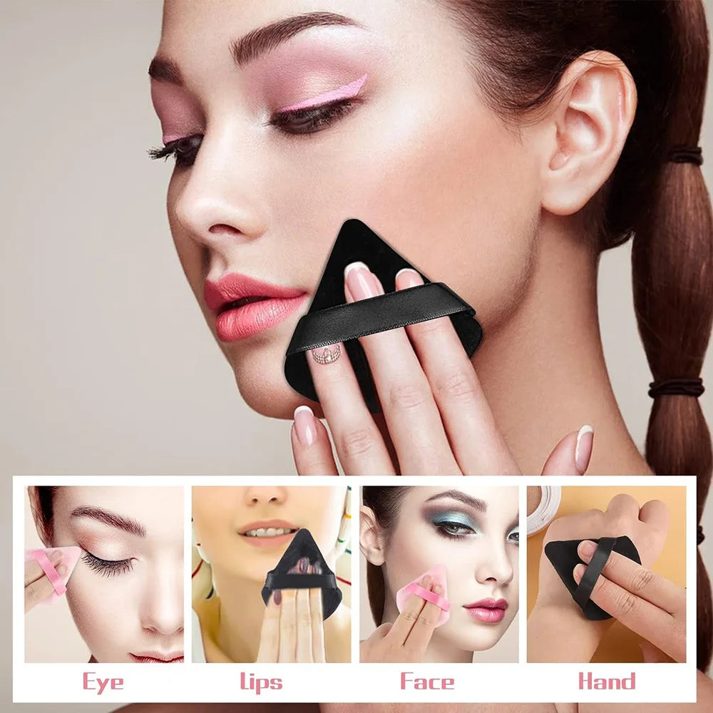 Reusable Triangle Velvet Powder Puffs | Soft Face Makeup Sponges alternate view
