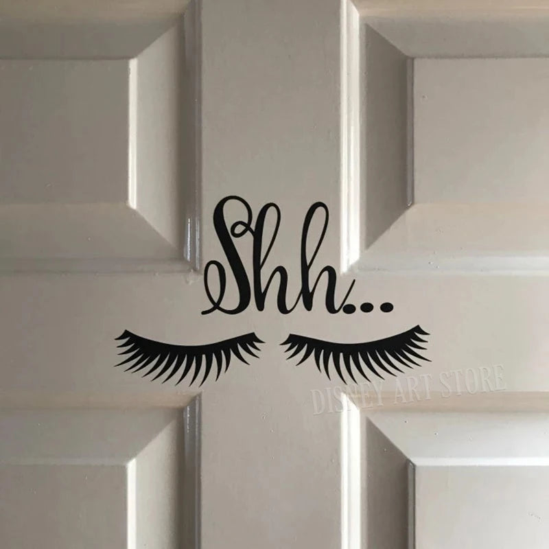Shh Eyelash Vinyl Decal | Removable Baby Sleeping Wall Sticker alternate view