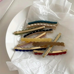 2pcs/set Cute Bobby Pins Acetate Hair Clip Side Pin Colorful Barrettes Lace Wave Geom alternate view