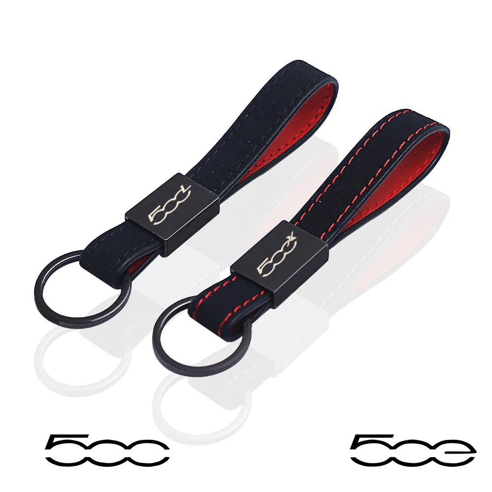 Fiat 500 Keychain Leather | Car Accessory Key Ring