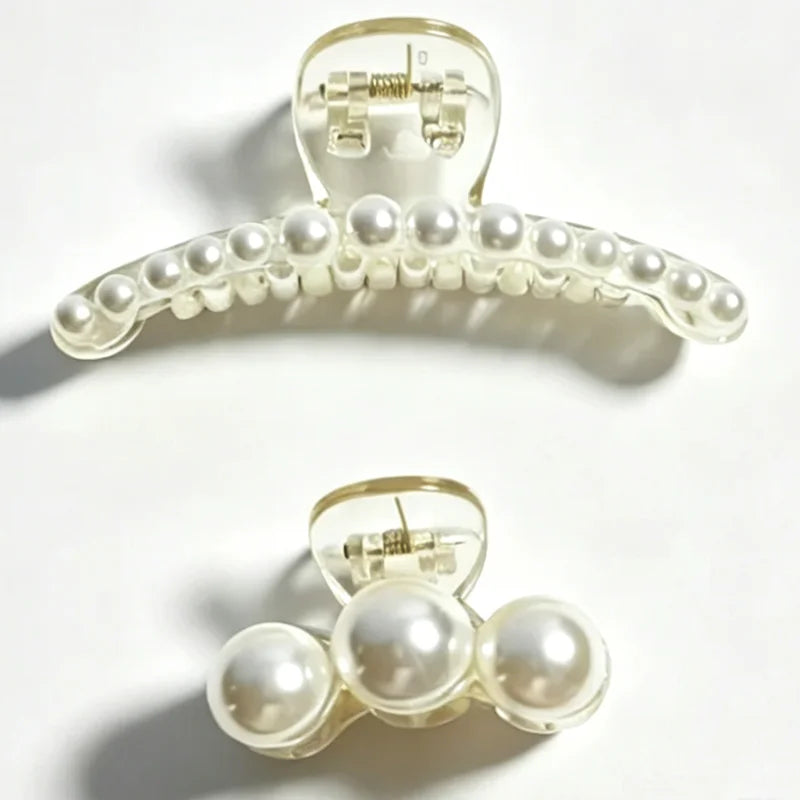 1/4pcs White Pearl Hair Clip Claw for Woman Korean Elegant Shark Clip Fashion Girl's Ponytail Clip Hair Accessories