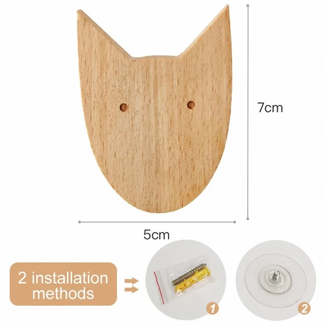 Wooden Animal Hook | Cute Wall Mounted Coat and Key Holder close-up view