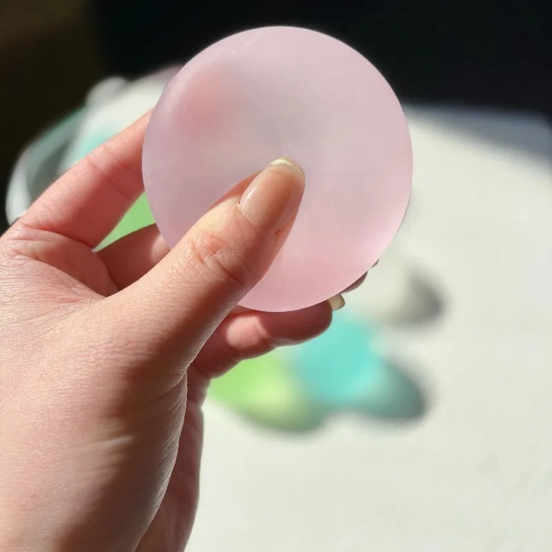 Squishy Blue Maltose Fidget Toy Soft Pink Mochi Sensory Squeeze Toy Coconut Oil Ball lifestyle view