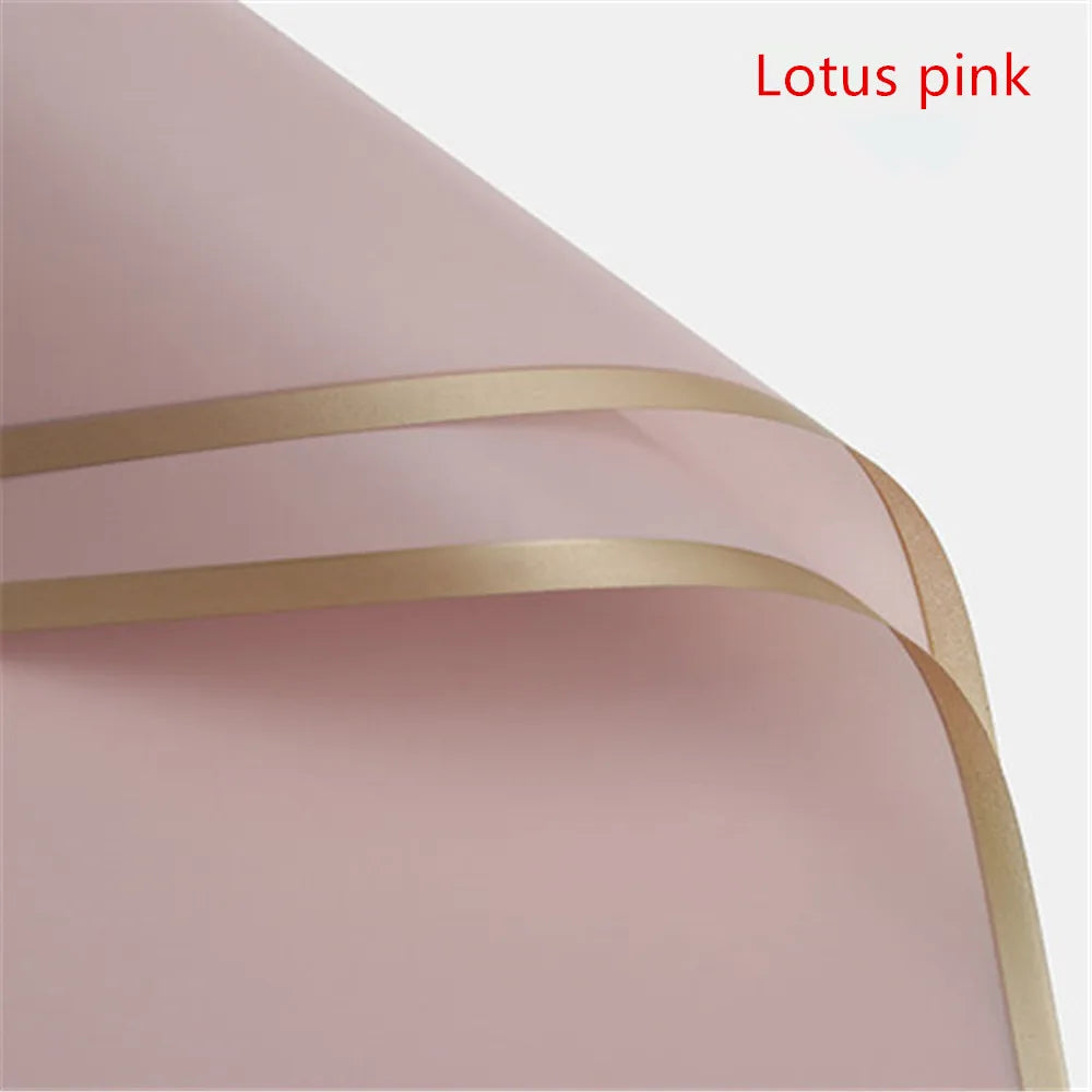 Golden Border Rose Wrapping Paper 5 Pack | Half Transparent Korean Style Gift Packi additional angle
