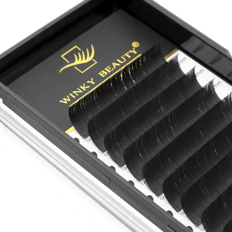 Flat Black Mink Lashes | Ellipse Split Tips Individual Eyelash Extensions additional angle