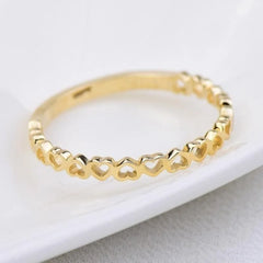 Huitan Exquisite Heart to Heart Finger Rings Women Simple Stylish Metal Rings Daily We close-up view