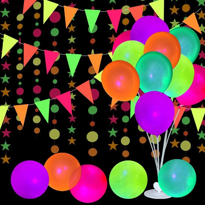 Glow Party Balloons 12 Inch Neon Latex Party Decor | 10 Pack close-up view