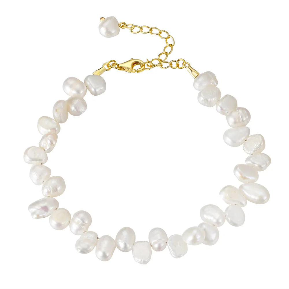Dainashi 4-5mm Baroque Freshwater Pearl Bracelet 17+5cm Adjustable 925 Sterling Sil additional angle