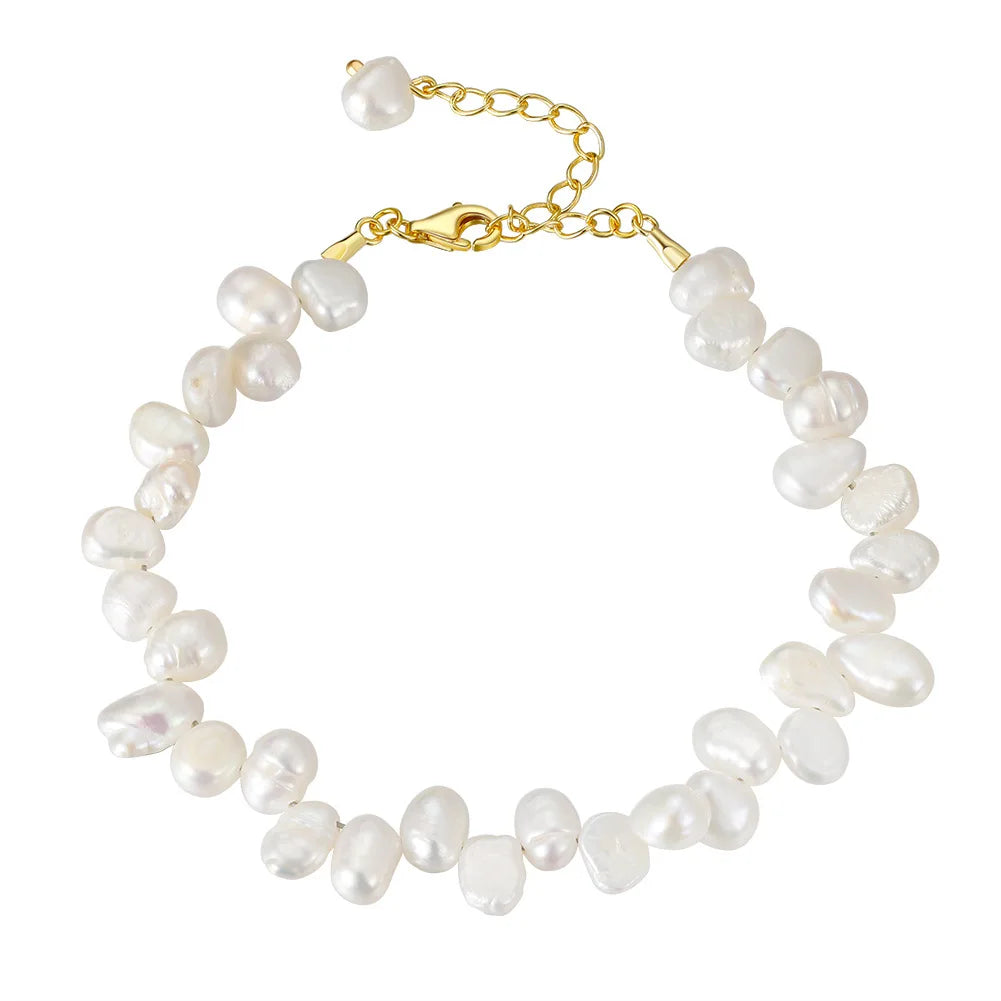 Dainashi 4-5mm Baroque Freshwater Pearl Bracelet 17+5cm Adjustable 925 Sterling Sil additional angle
