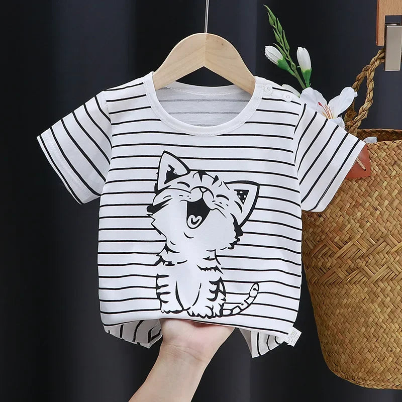 Kids Cartoon Cotton T-Shirt – Soft Summer Tee for Babies and Toddlers, Unisex Casua additional angle