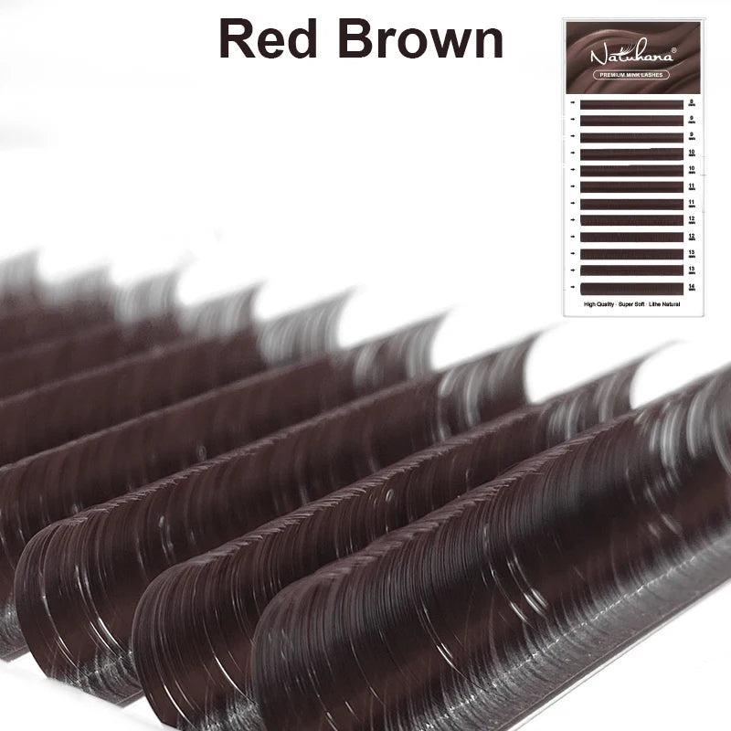 NATUHANA Caramel Colored Lashes | Individual Faux Mink Eyelashes additional angle