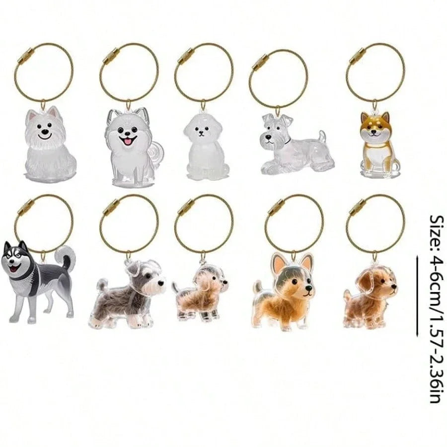 Creative Dog Hair Storage Keychain Transparent Dog\Cat Shape Memorial Pendant Handmad alternate view