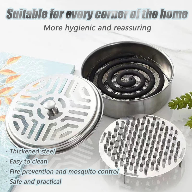 Round Mosquito Coil Holder with Cover | Stainless Steel Burner Tray alternate view