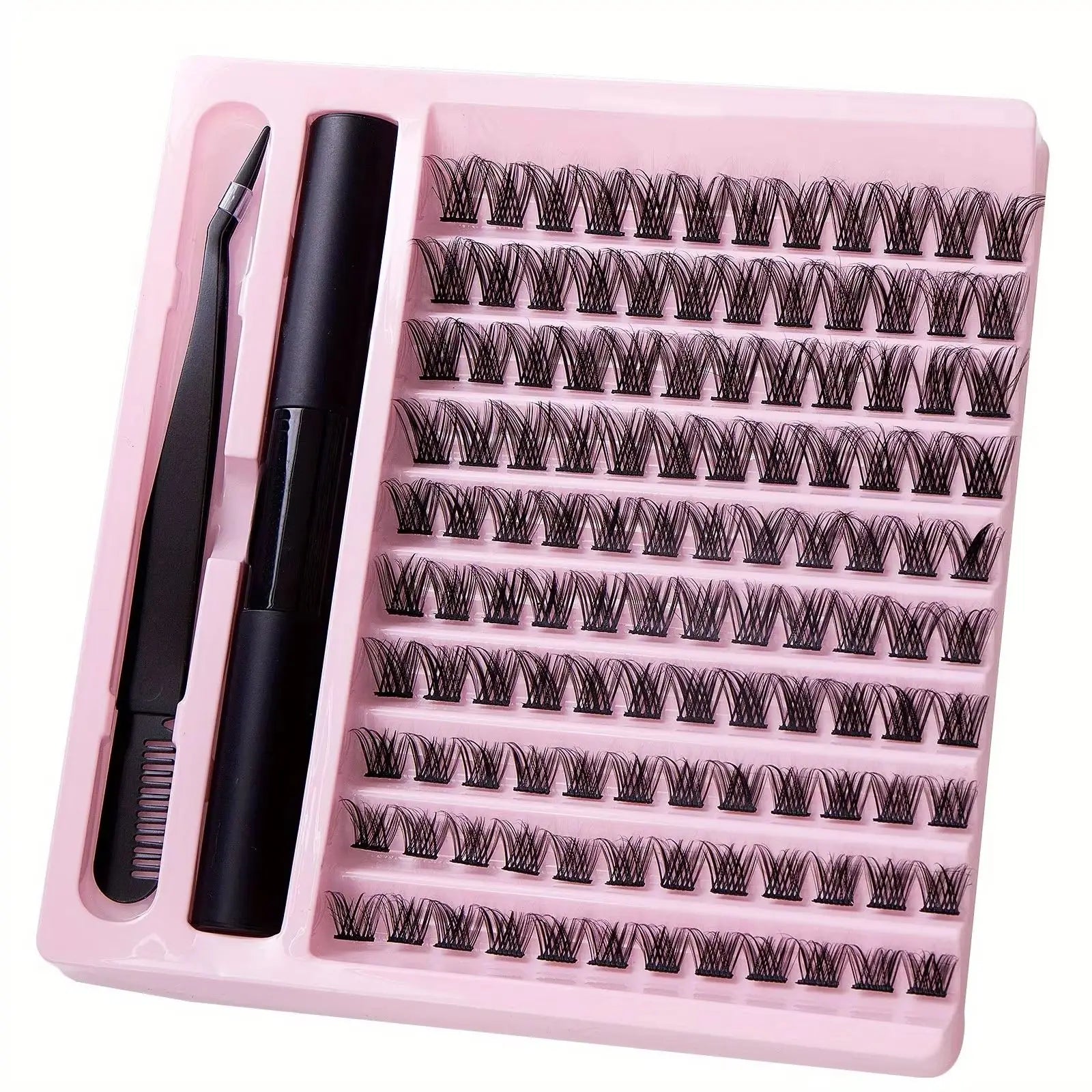 DIY Lash Extension Kit with Waterproof Strong Hold Lash Bond And Seal Lash Clusters Plus Eyelash Tweezers